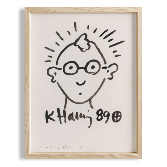 Gözlüklü Yüz - Keith Haring Ahşap Duvar Tablosu