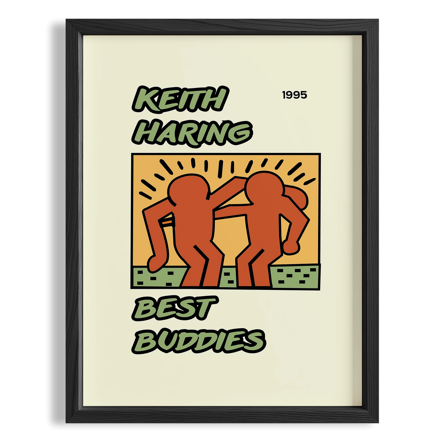 En İyi Dostlar - Keith Haring Ahşap Duvar Tablosu