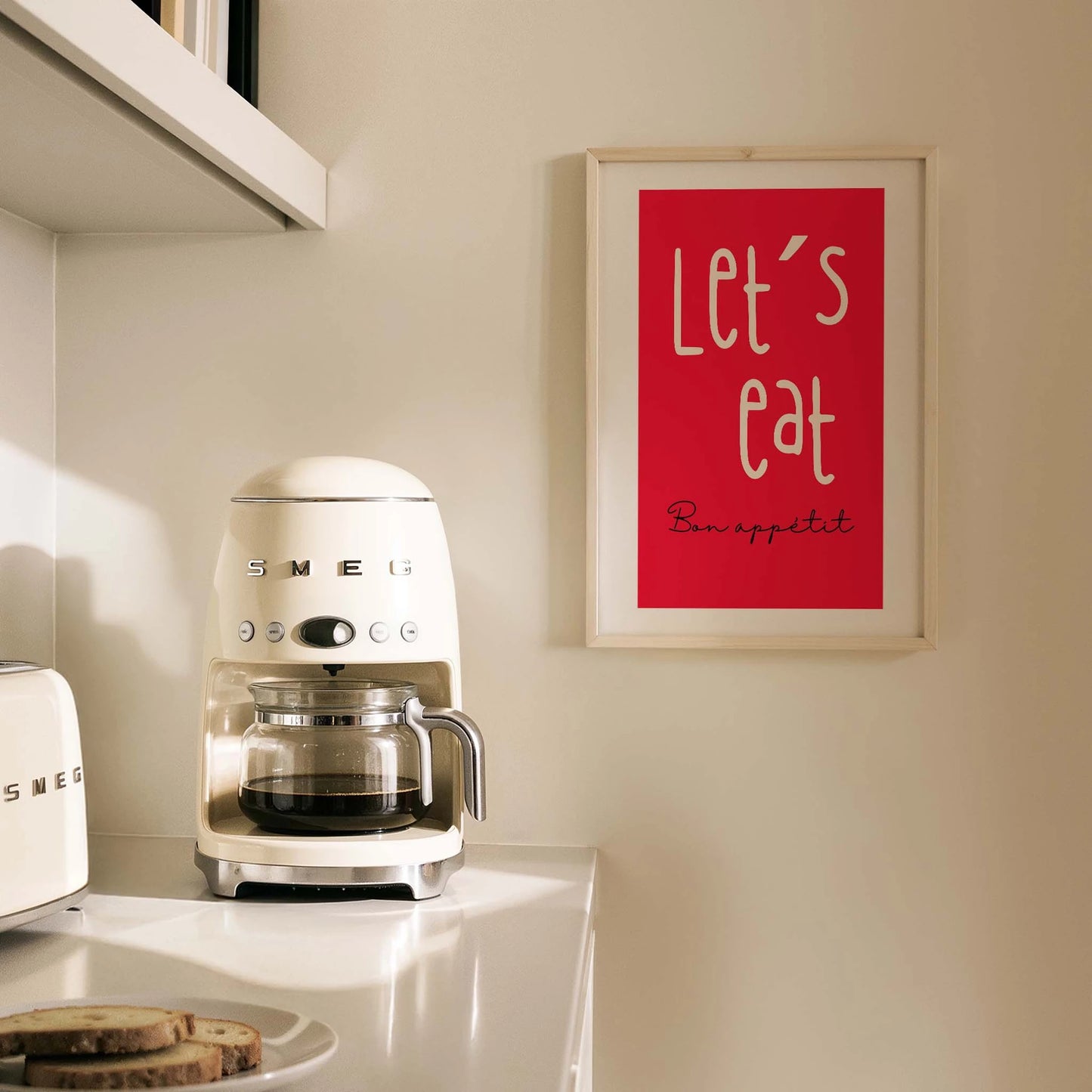 Let's Eat Bon Appétit Tipografi Mutfak Duvar Tablosu II