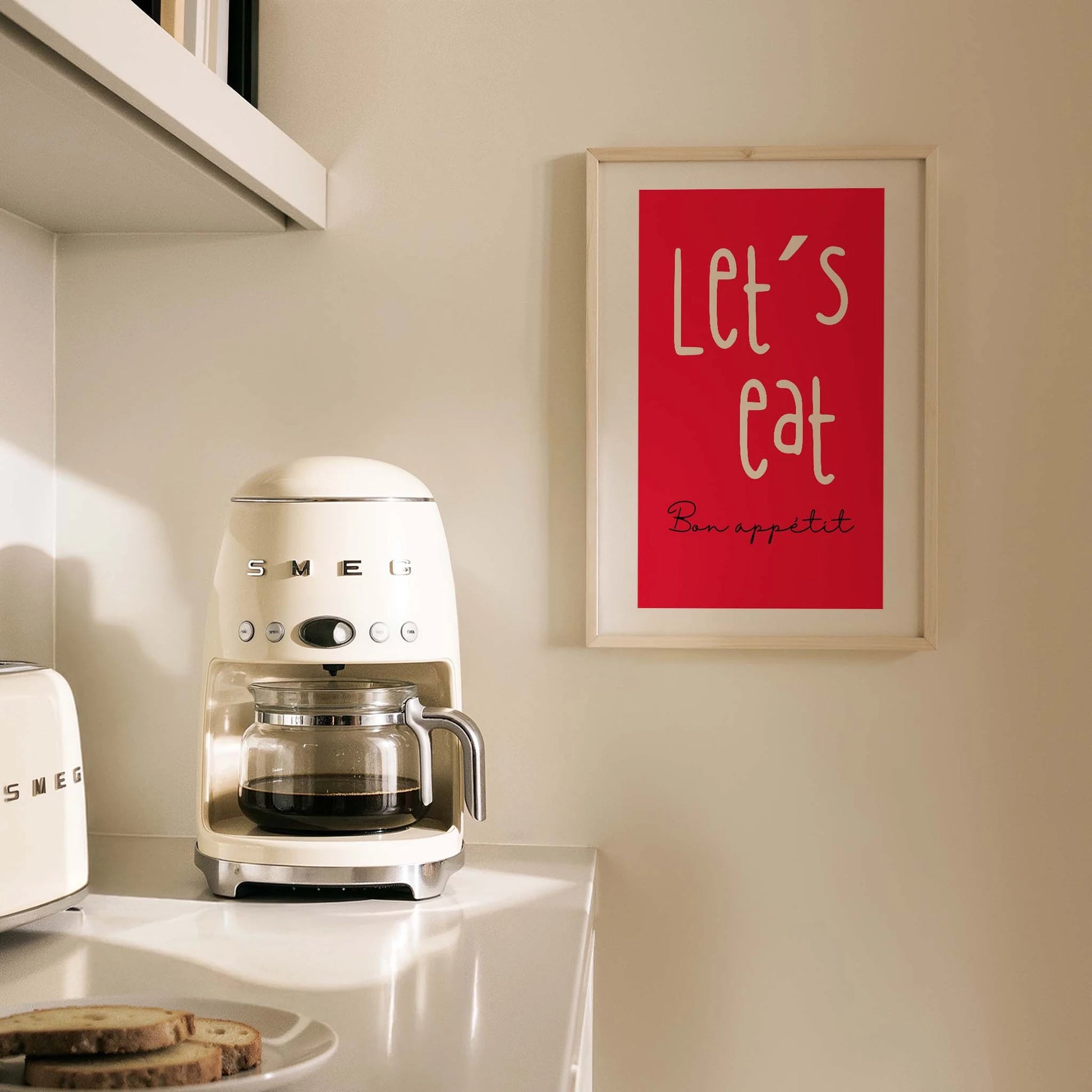 Let's Eat Bon Appétit Tipografi Mutfak Duvar Tablosu II