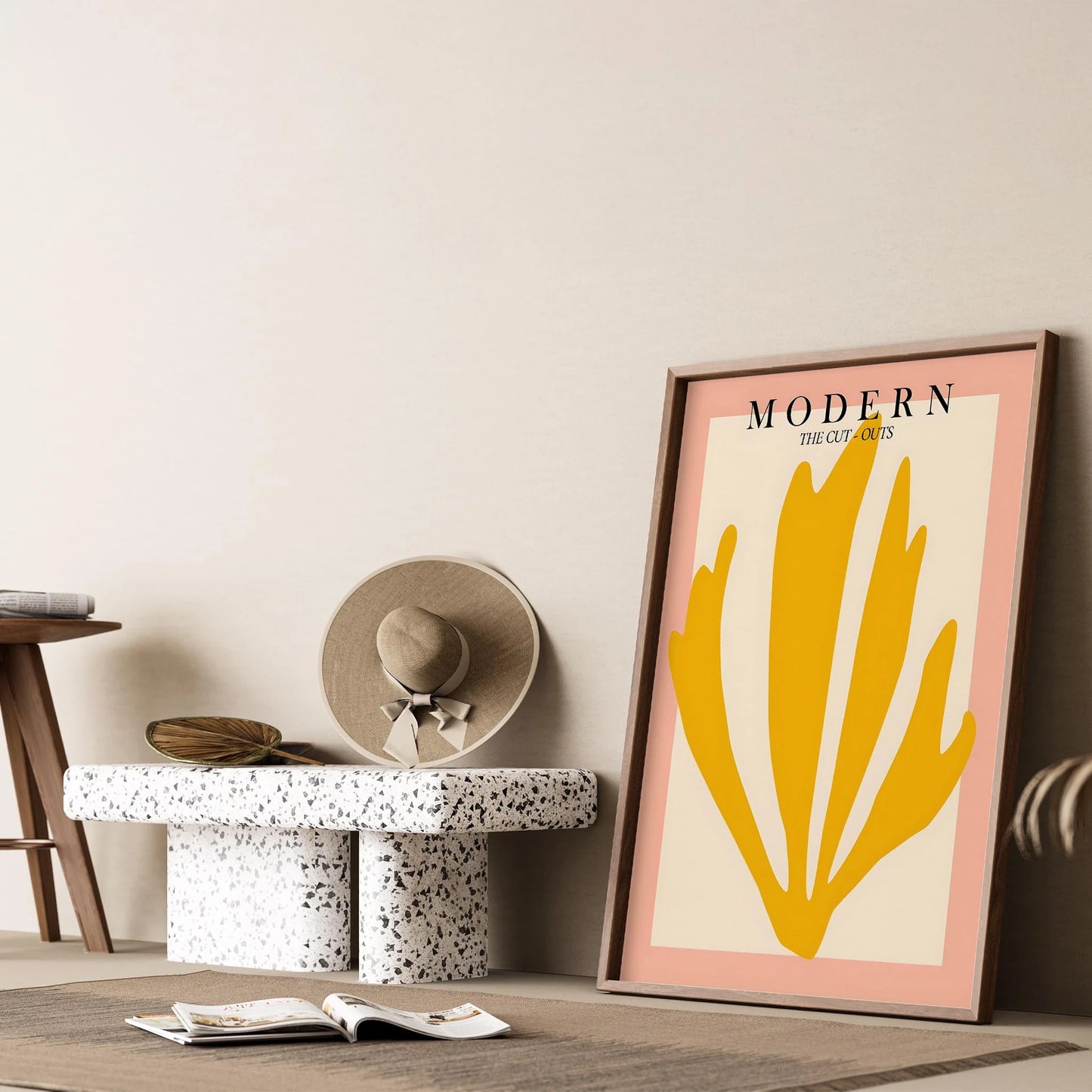 Matisse Kağıt Kesimleri Abstract Serisi Sarı Soyut Palmiye Yaprağı I Duvar Tablosu