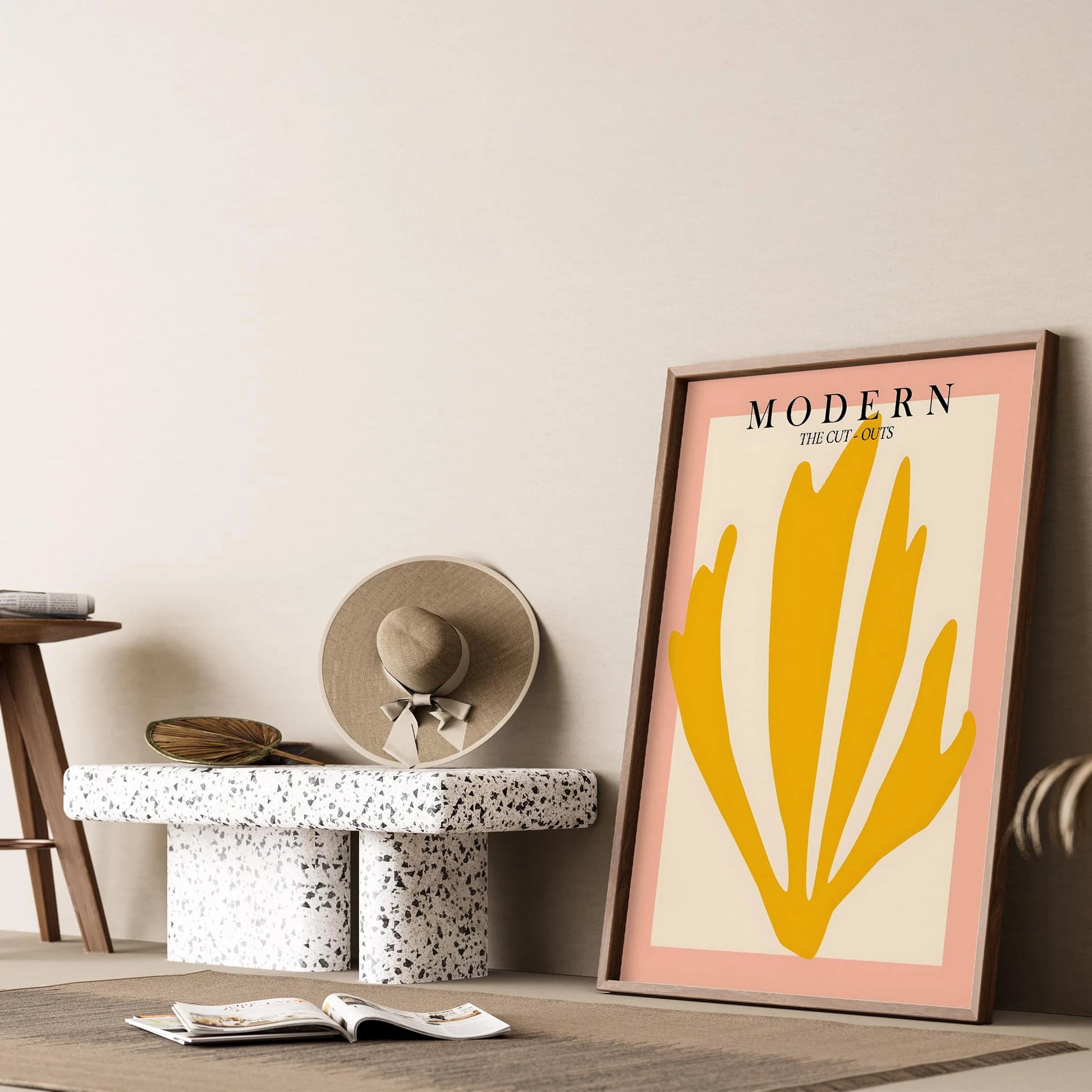 Matisse Kağıt Kesimleri Abstract Serisi Sarı Soyut Palmiye Yaprağı I Duvar Tablosu