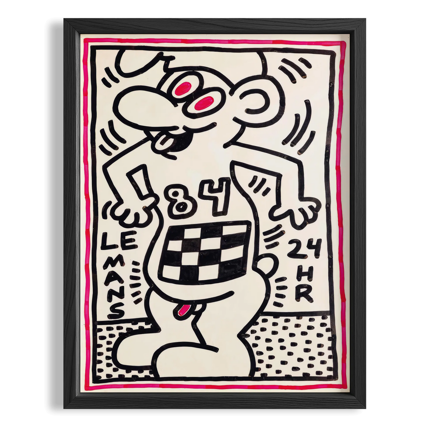 Satrançlı Figür - Keith Haring Ahşap Duvar Tablosu