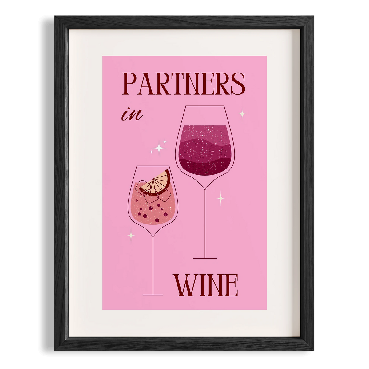 Wine Şarap Pembe Tipografi Mutfak Duvar Tablosu