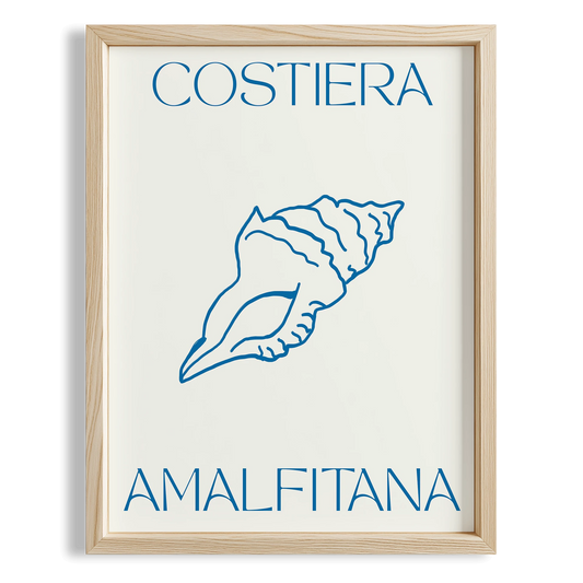 Costiera Amalfitana Deniz Kabuğu İtalyanca Tipografi Mutfak Duvar Tablosu