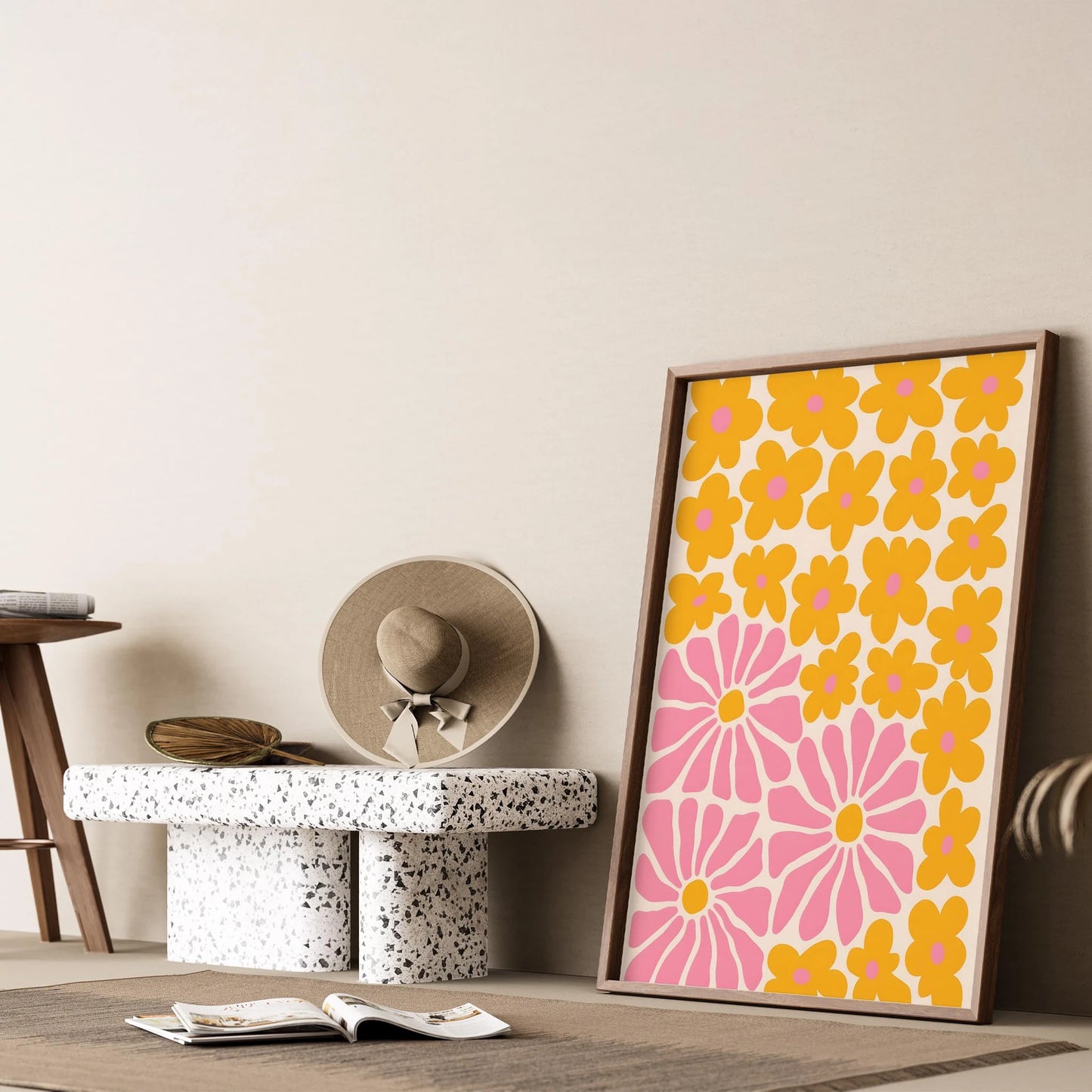Matisse Kağıt Kesimleri Abstract Serisi Sarı Soyut Çiçekler I Duvar Tablosu