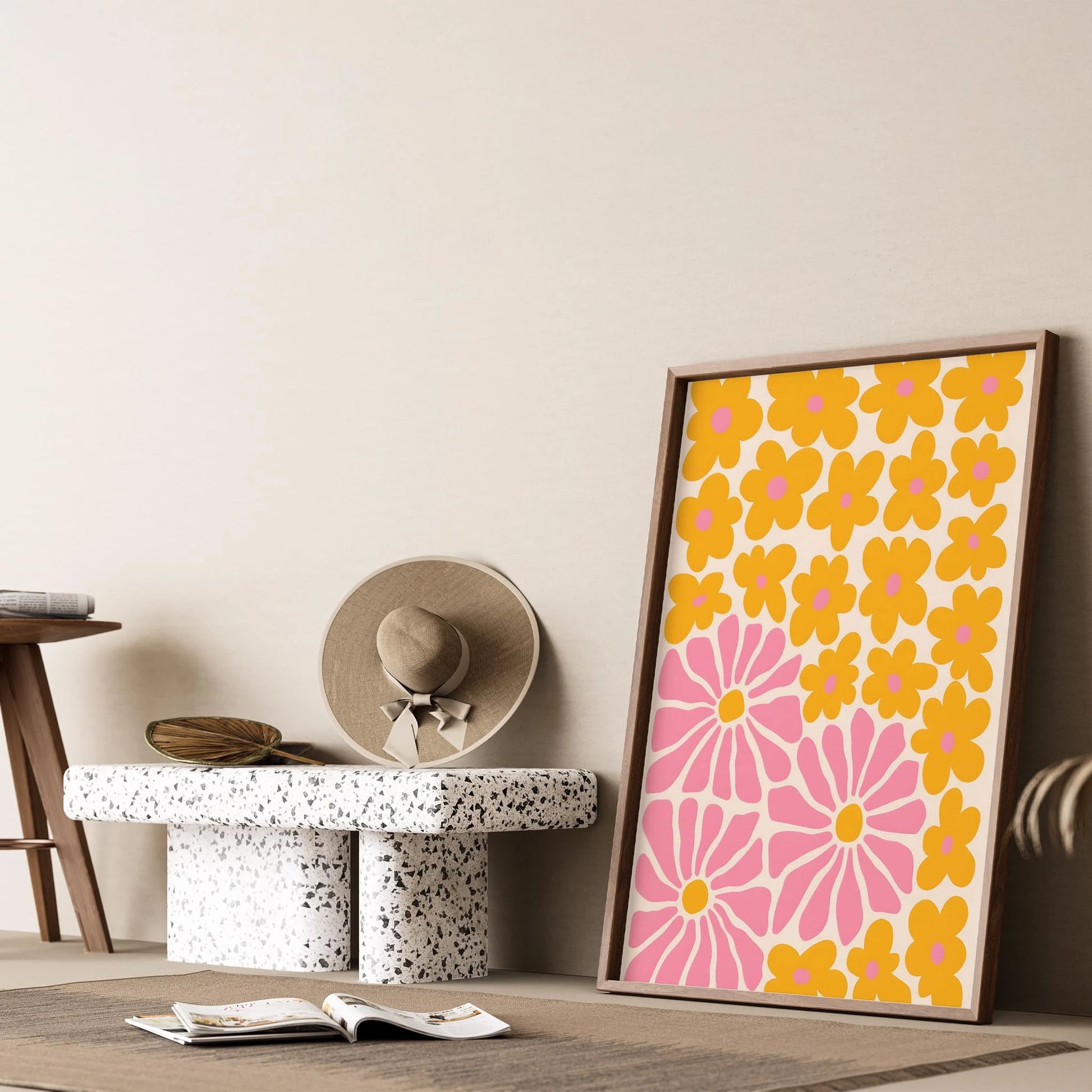 Matisse Kağıt Kesimleri Abstract Serisi Sarı Soyut Çiçekler I Duvar Tablosu