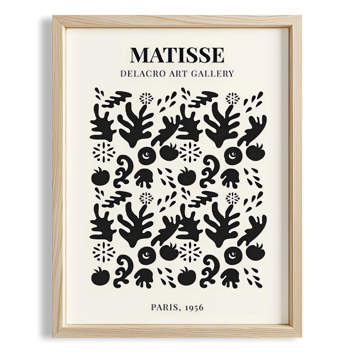 Matisse Kağıt Kesimleri Serisi Siyah Soyut Dal ve Çiçekler II Duvar Tablosu