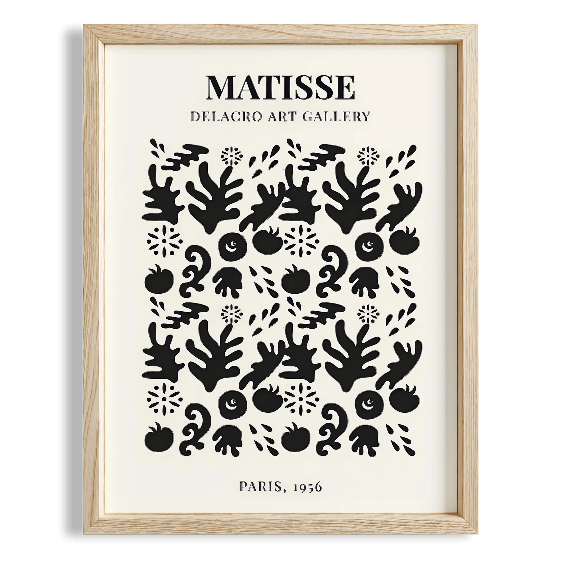 Matisse Kağıt Kesimleri Serisi Siyah Soyut Dal ve Çiçekler II Duvar Tablosu