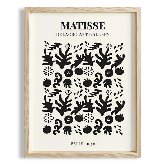 Matisse Kağıt Kesimleri Serisi Siyah Soyut Dal ve Çiçekler II Duvar Tablosu