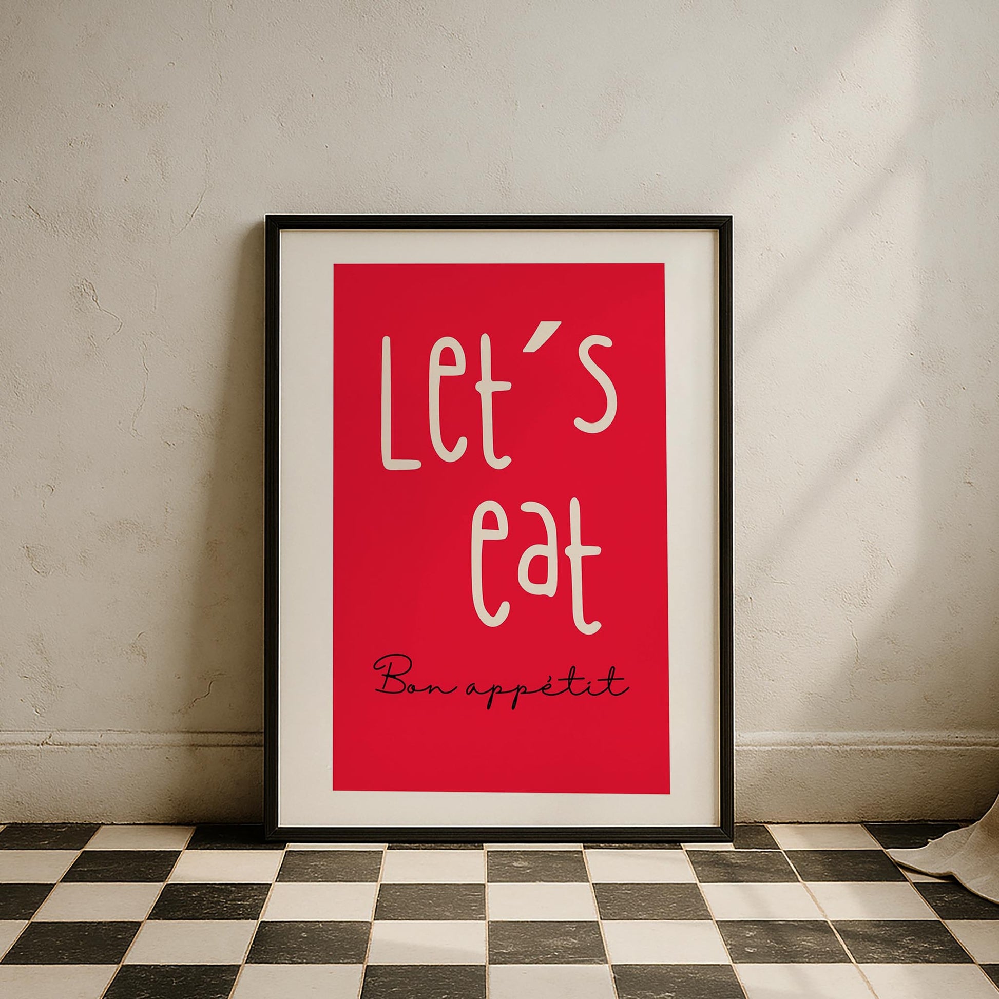 Let's Eat Bon Appétit Tipografi Mutfak Duvar Tablosu II