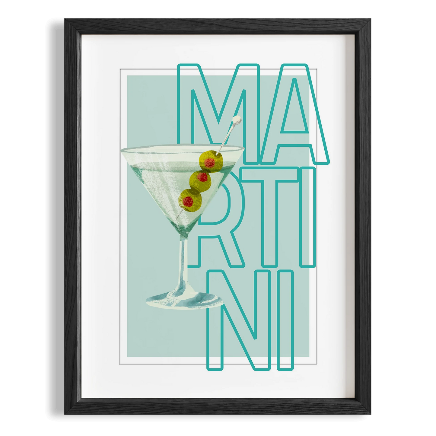 Martini Tipografik Kokteyl Mutfak Duvar Tablosu