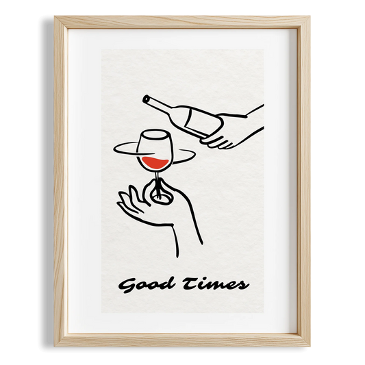 Good Time Şarap Tipografi Mutfak Duvar Tablosu
