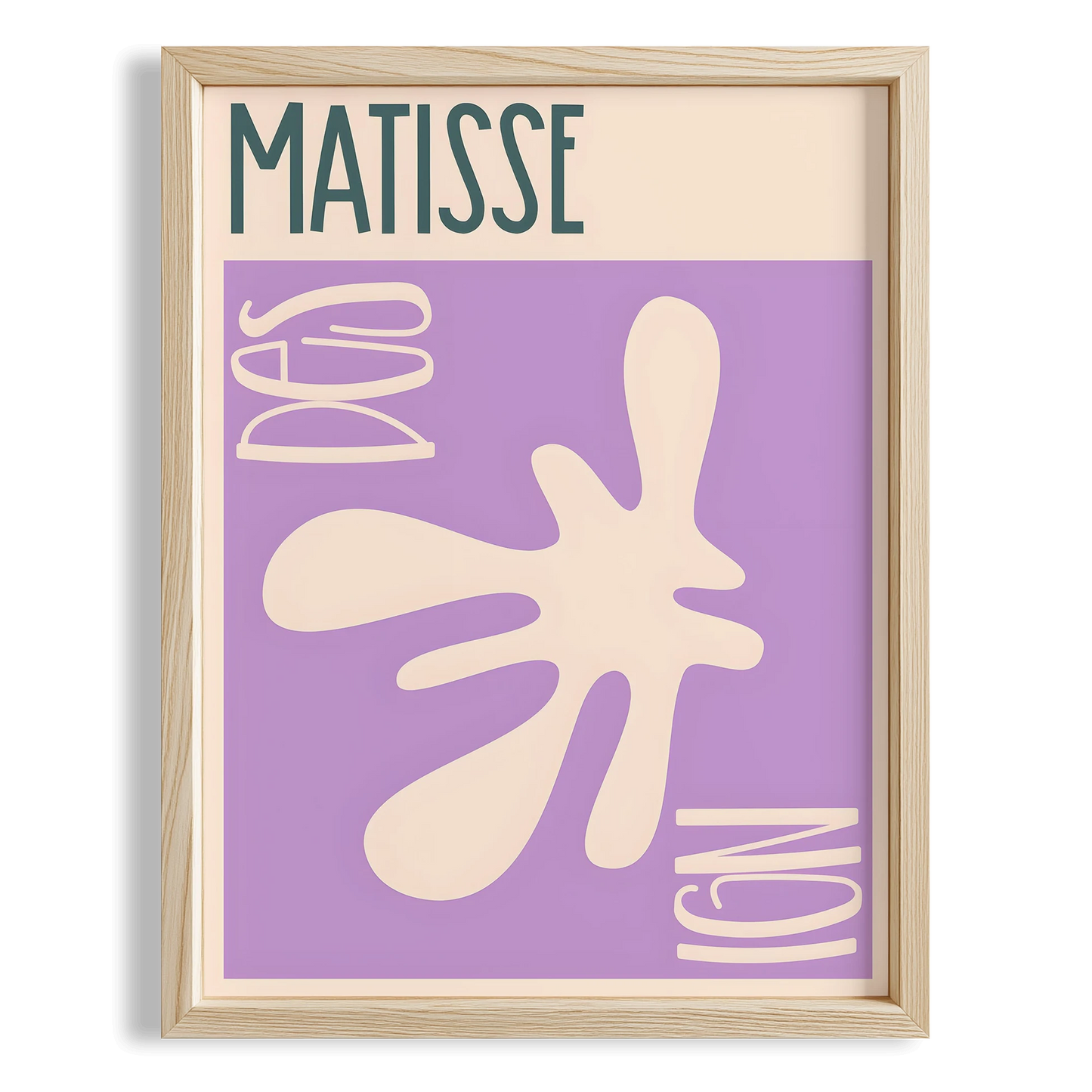 Matisse Kağıt Kesimleri Abstract Serisi Lila Bej Dal I Duvar Tablosu