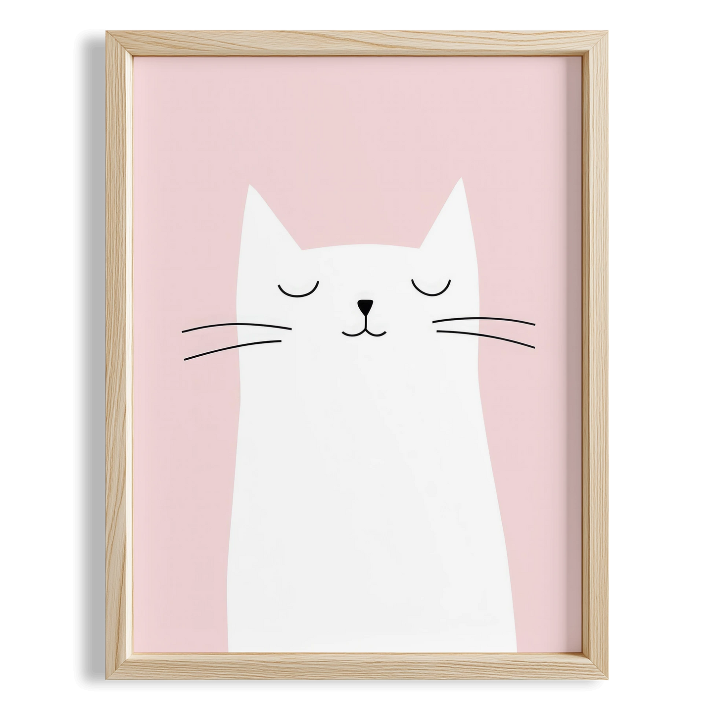 Sevimli Beyaz Kedi - Pembe Fon