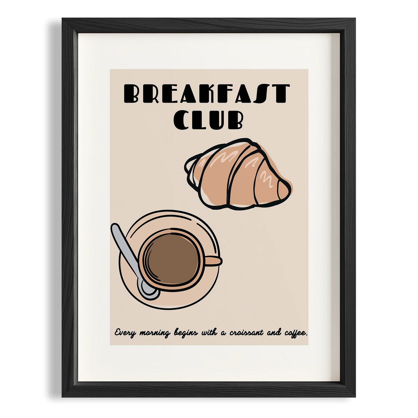 Breakfast Club Croissant Kahve Mutfak Duvar Tablosu
