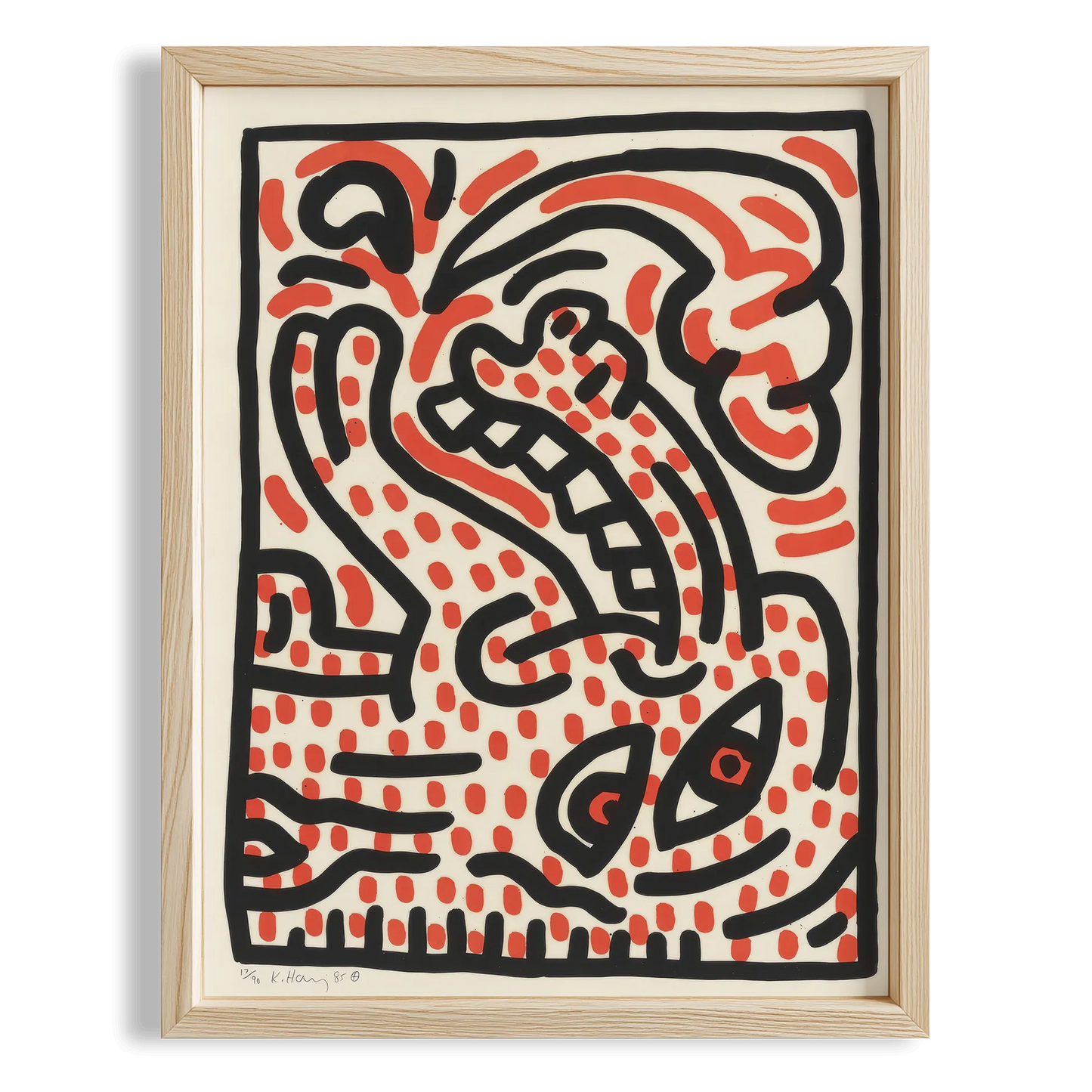 Soyut Desen - Keith Haring Ahşap Duvar Tablosu