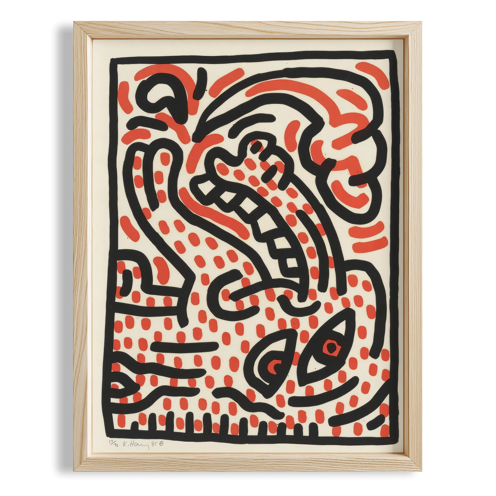 Soyut Desen - Keith Haring Ahşap Duvar Tablosu