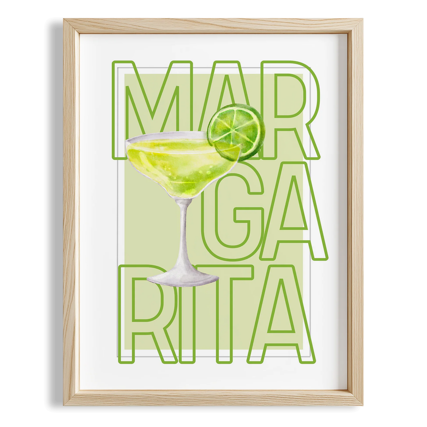 Margarita Tipografik Kokteyl Mutfak Duvar Tablosu
