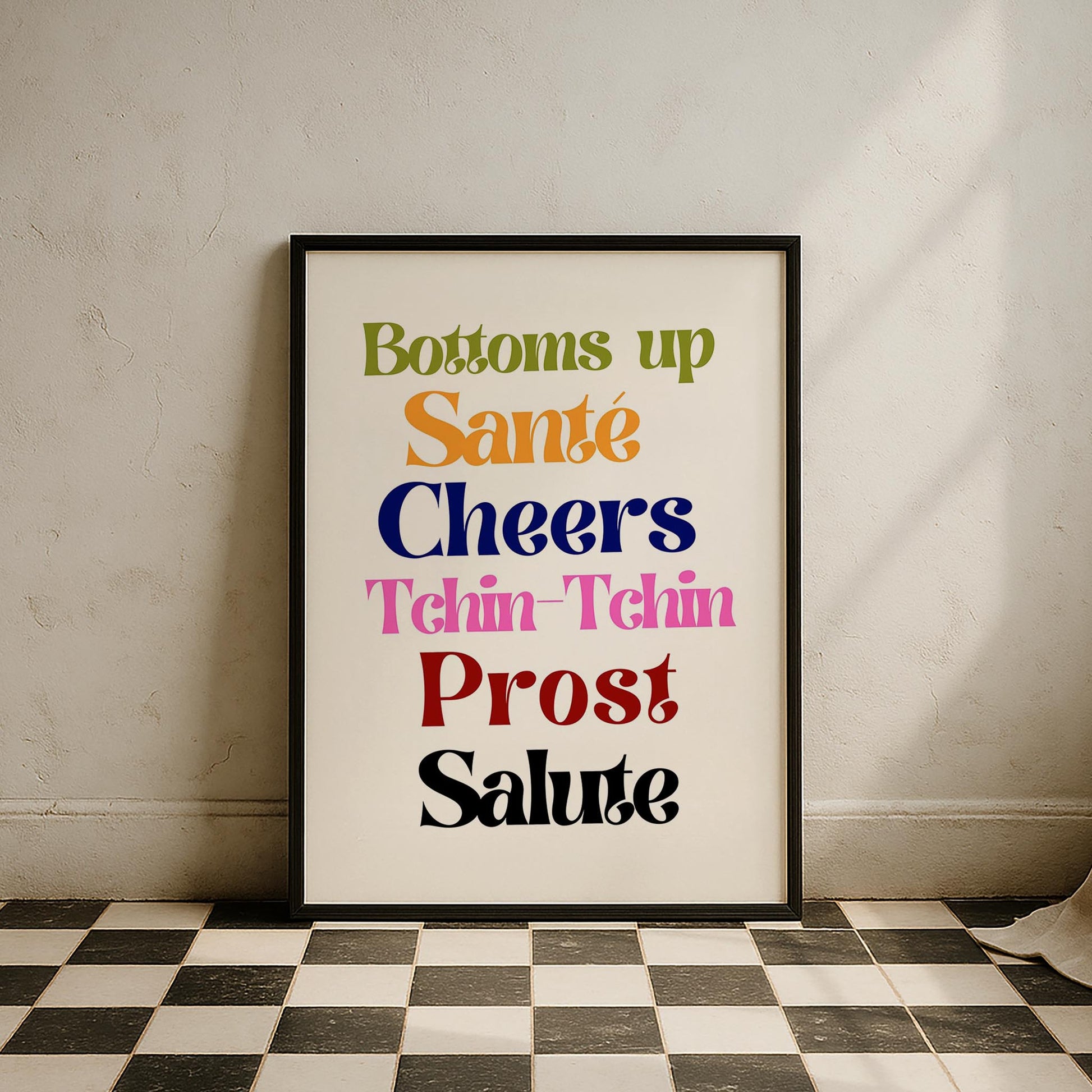 Salute Cheers Tipografi Mutfak Duvar Tablosu