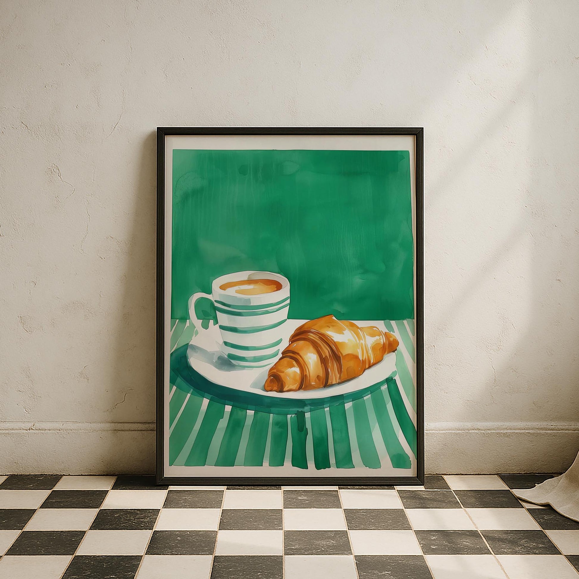 Minimalist Çizgili Kadın Kahveyle