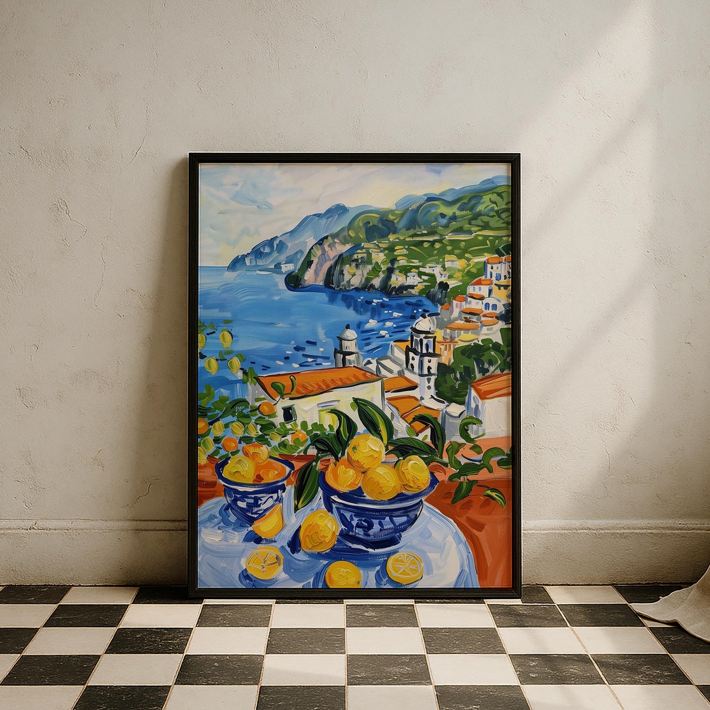 Amalfi Deniz Manzarası Limoncello İtalya Koleksiyonu Mutfak Duvar Tablosu