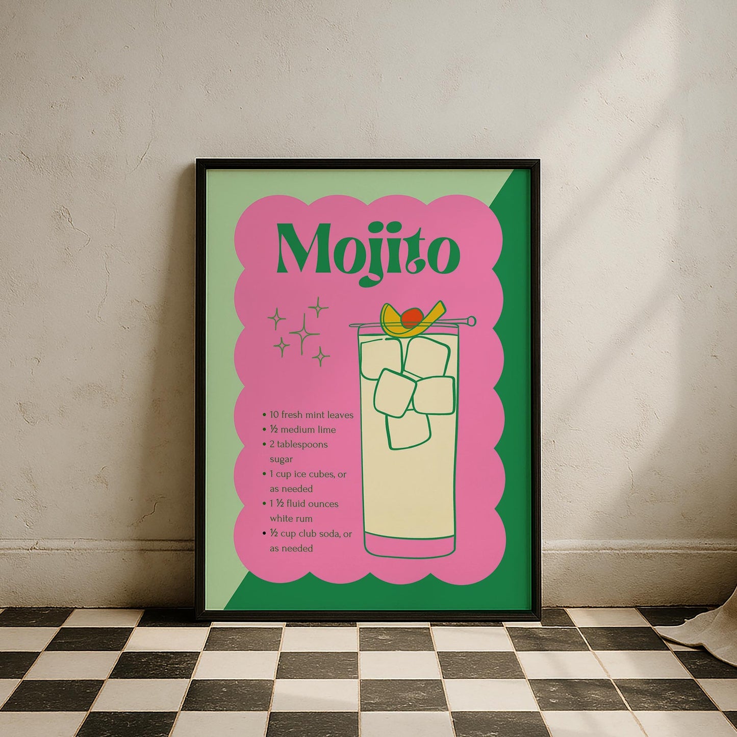 Mojito Kokteyl Tarifi Mutfak Duvar Tablosu