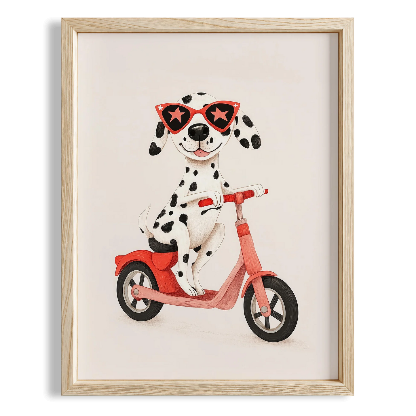 Scooter'lu Köpek - Beyaz Fon