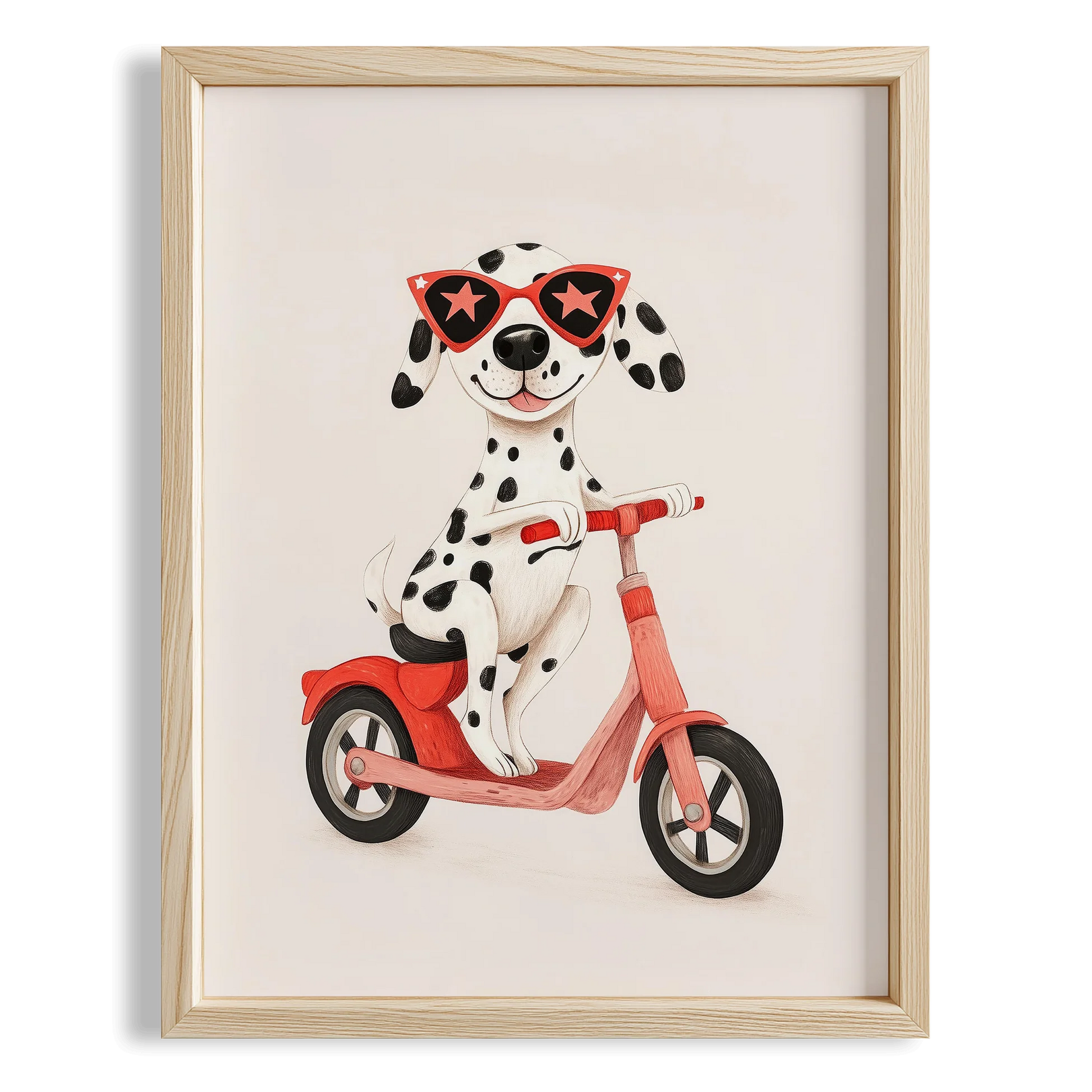 Scooter'lu Köpek - Beyaz Fon