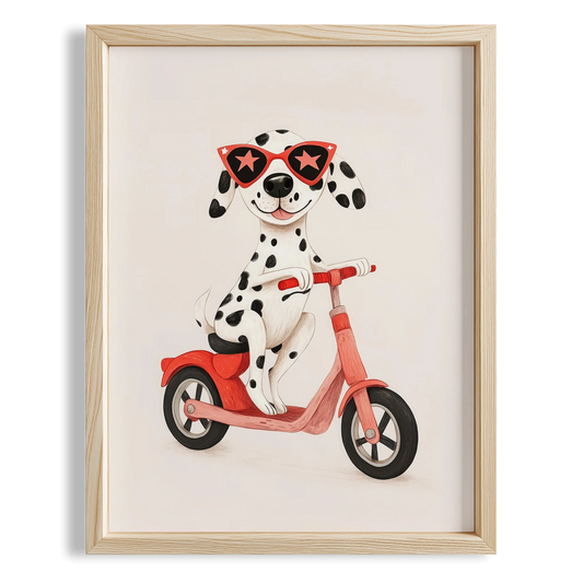 Scooter'lu Köpek - Beyaz Fon
