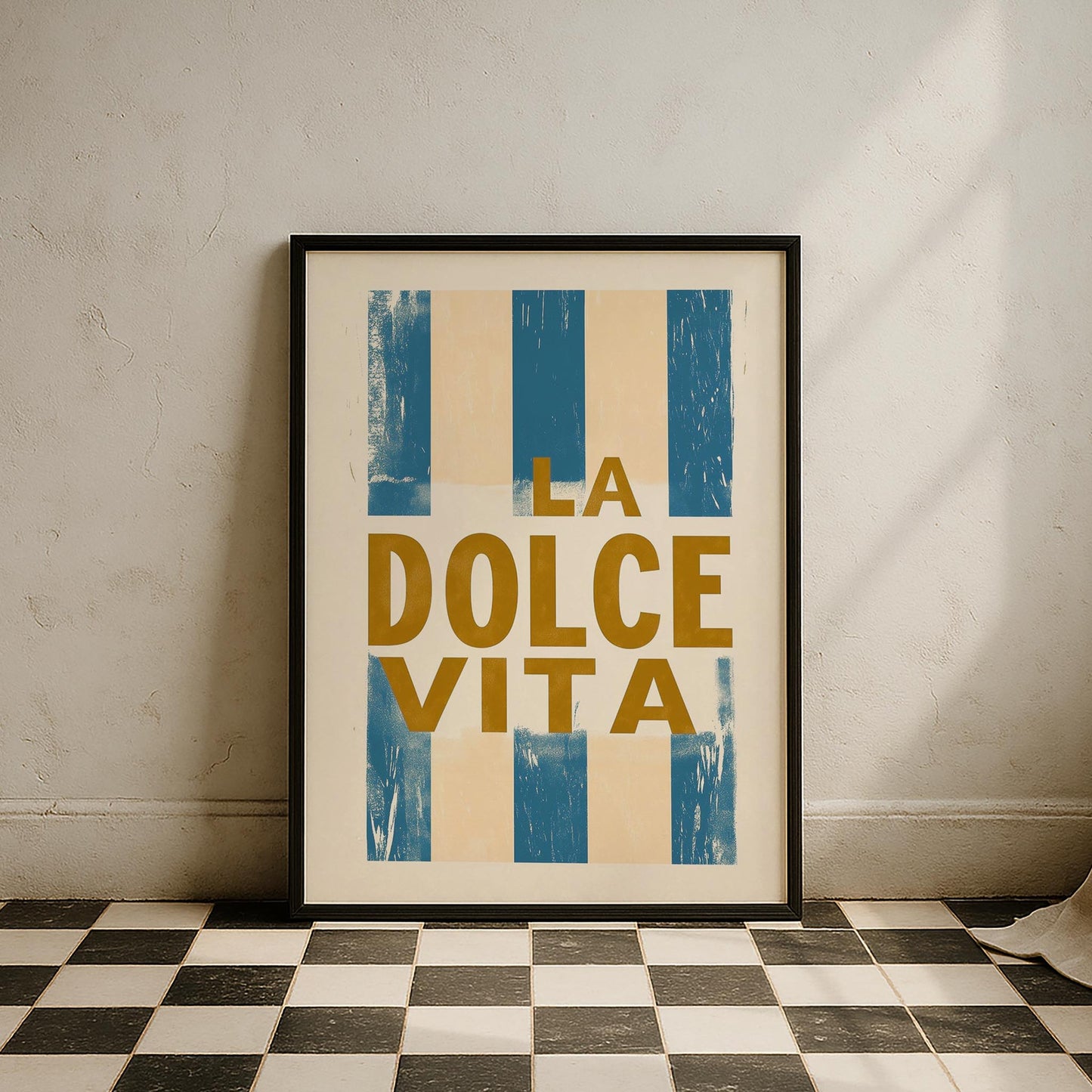 La Dolce Vita Çizgili İtalyanca Tipografi Mutfak Duvar Tablosu