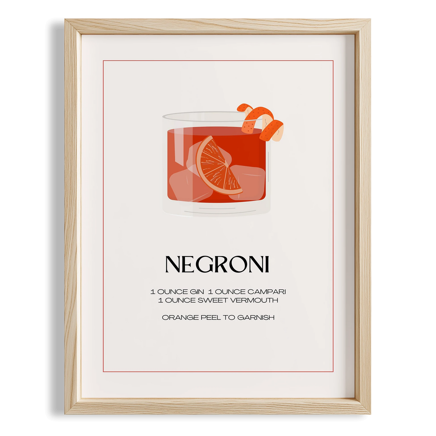 Negroni Kokteyli Minimal Mutfak Duvar Tablosu