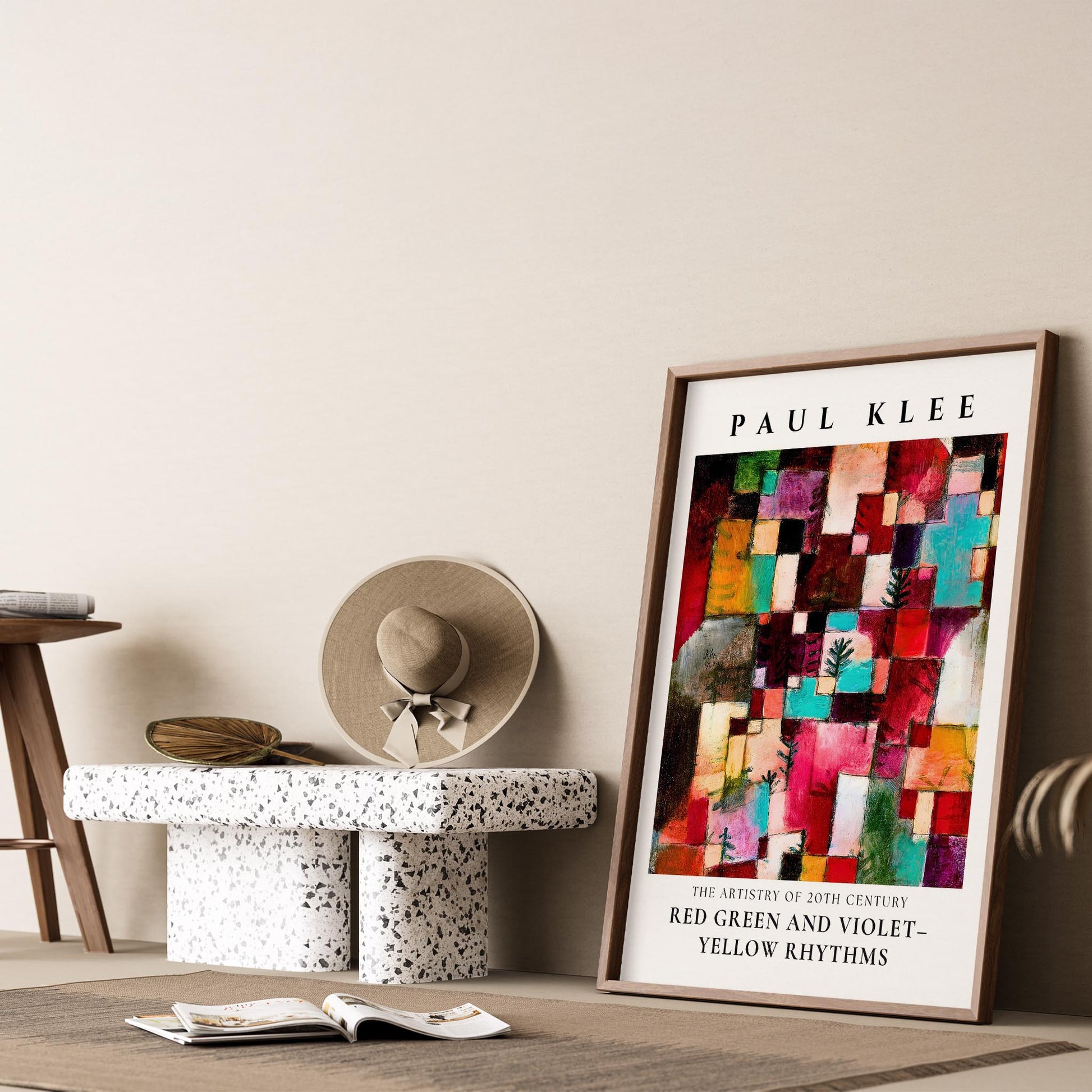 Paul Klee Kırmızı Yeşil Mor-Sarı Ritimler Suluboya I Duvar Tablosu