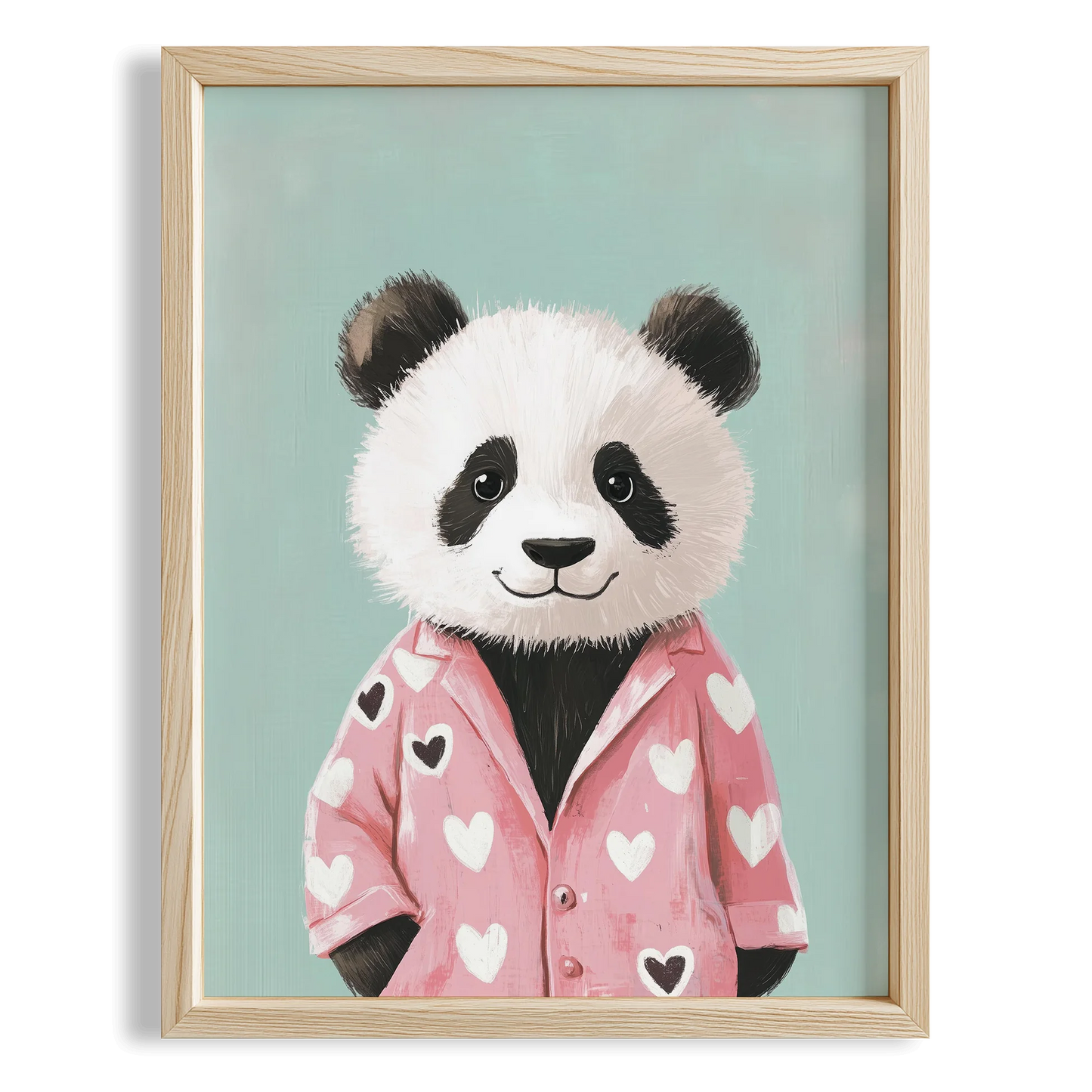 Pijamalı Uykucu Panda - Mavi Fon