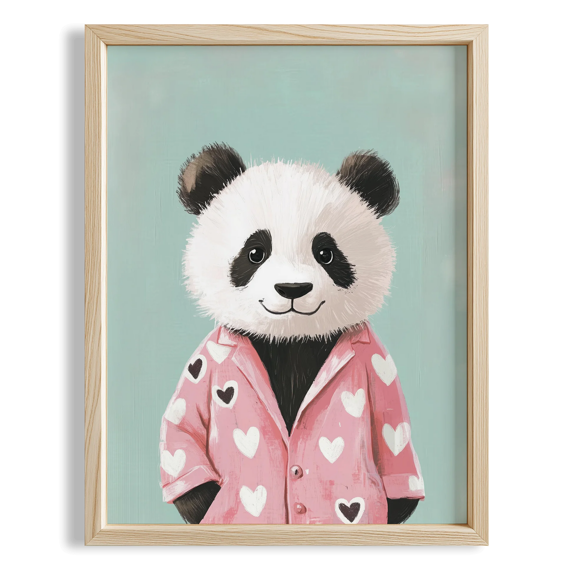 Pijamalı Uykucu Panda - Mavi Fon