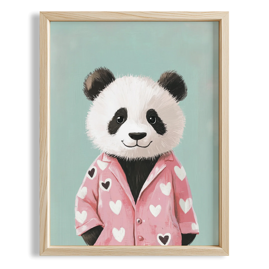 Pijamalı Uykucu Panda - Mavi Fon