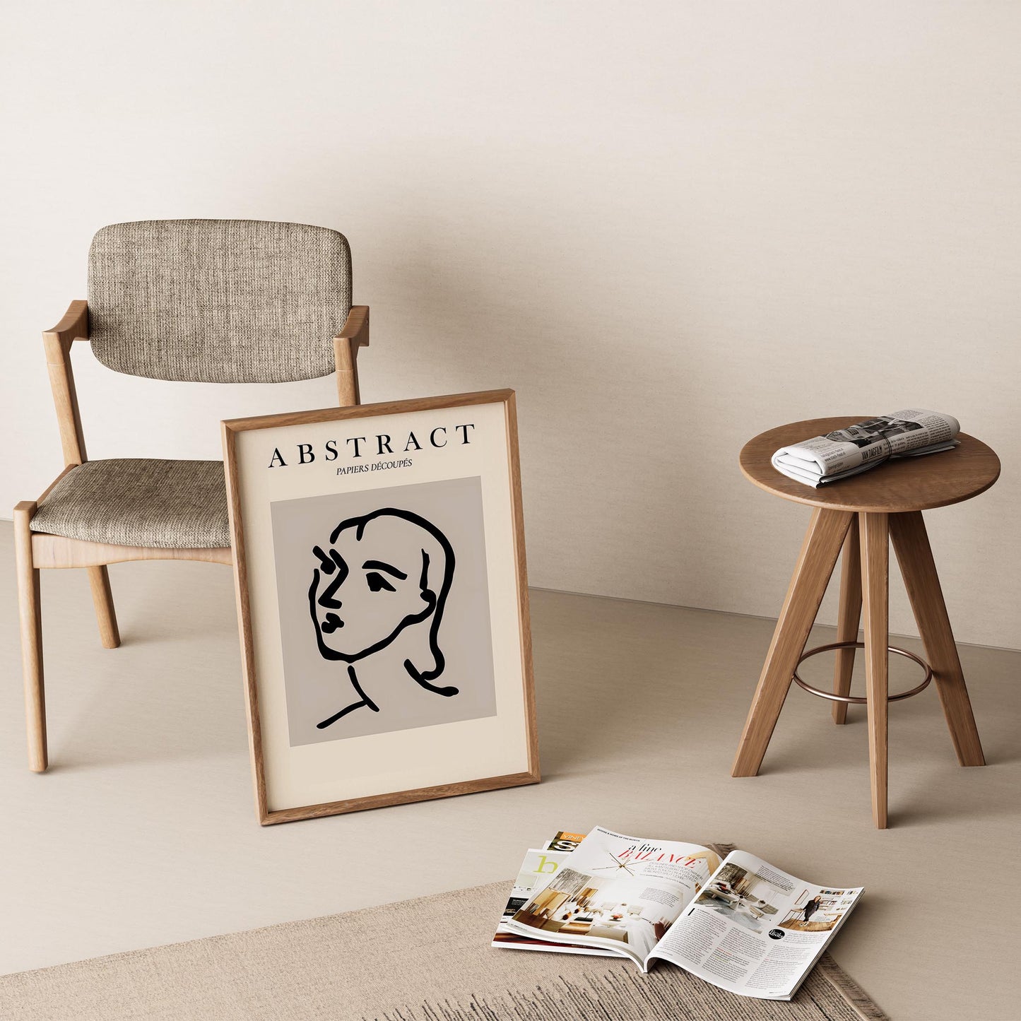 Matisse Kağıt Kesimleri Minimalist Çizgi Sanatı Estetik Kadın Portresi IV Duvar Tablosu