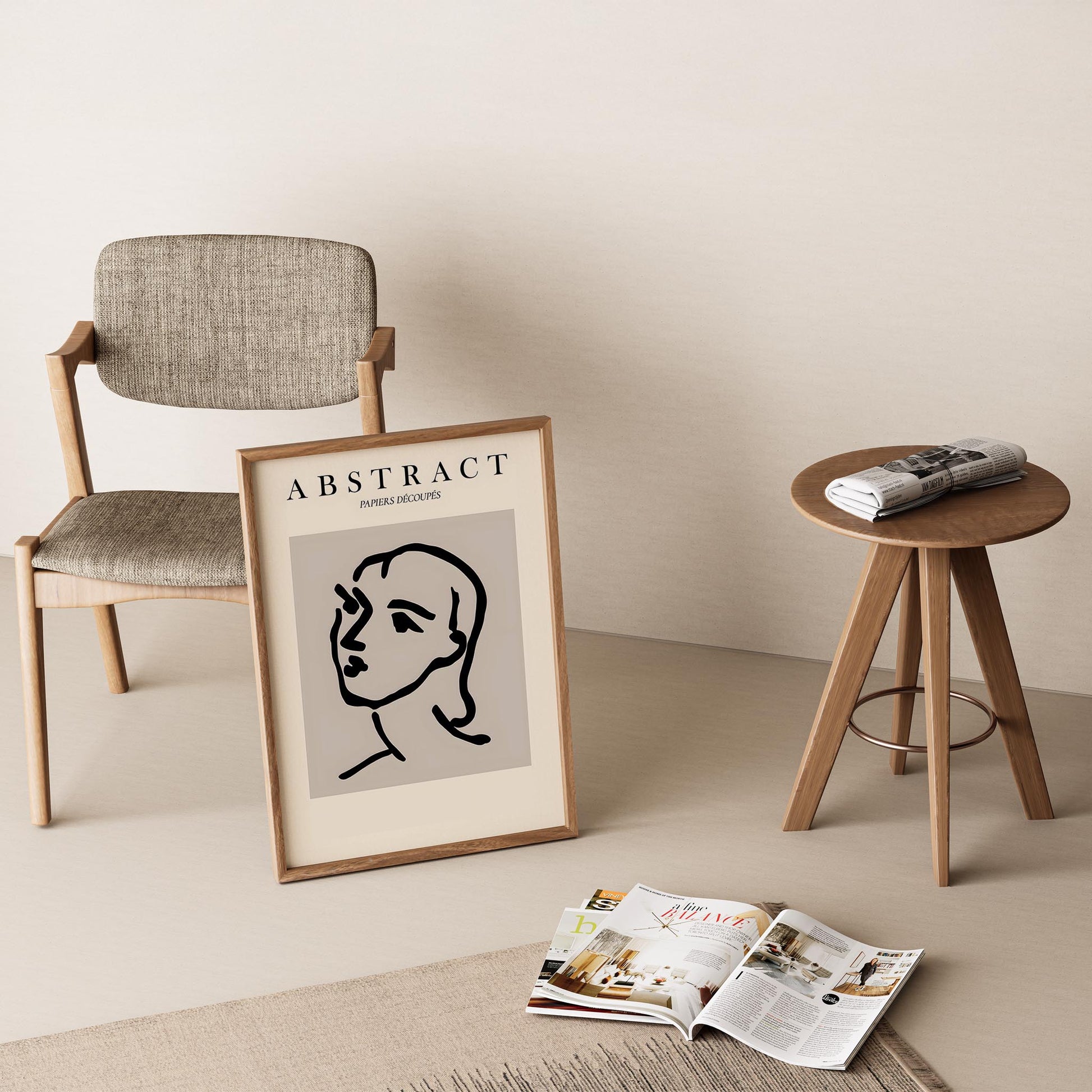 Matisse Kağıt Kesimleri Minimalist Çizgi Sanatı Estetik Kadın Portresi IV Duvar Tablosu