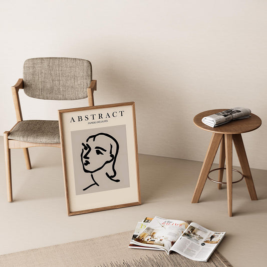 Matisse Kağıt Kesimleri Minimalist Çizgi Sanatı Estetik Kadın Portresi IV Duvar Tablosu
