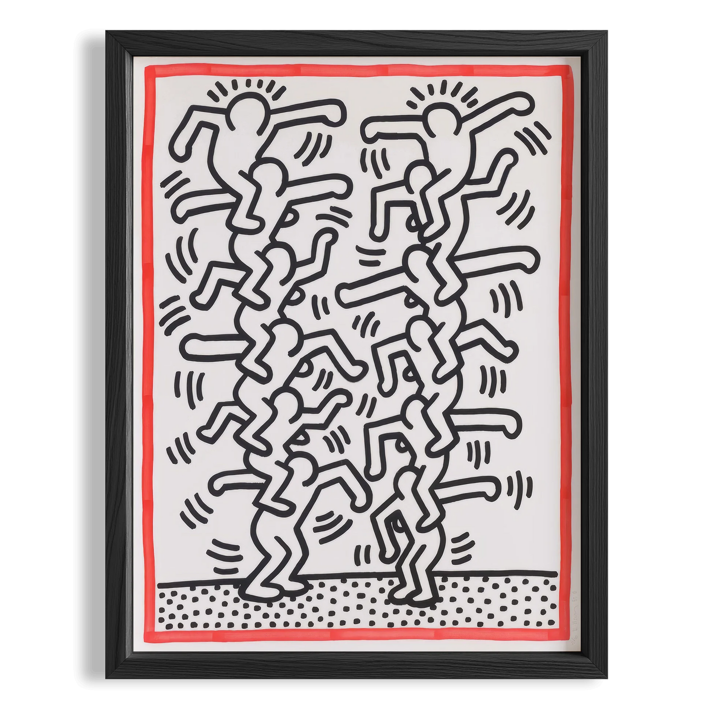 Yan Yana Dans Edenler - Keith Haring Ahşap Duvar Tablosu