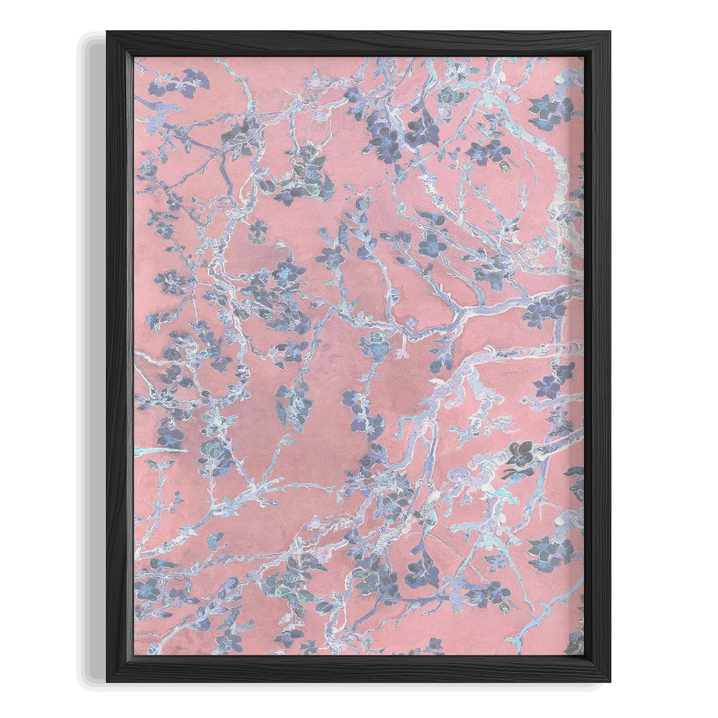 Pembe Çiçek Deseni - Vincent Van Gogh Ahşap Duvar Tablosu
