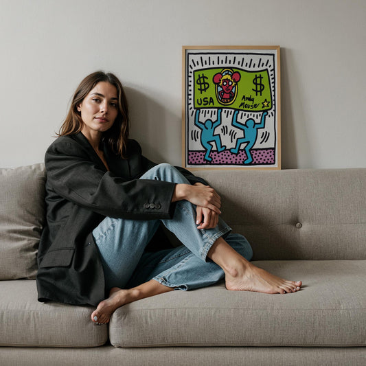 Para Taşıyan Adamlar - Keith Haring Ahşap Duvar Tablosu