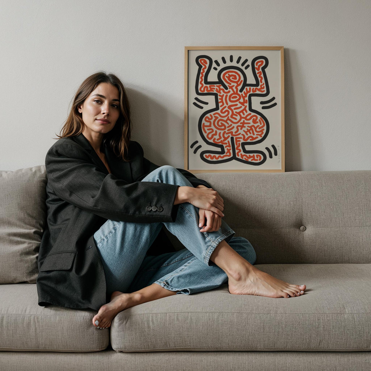 Kırmızı Figür - Keith Haring Ahşap Duvar Tablosu