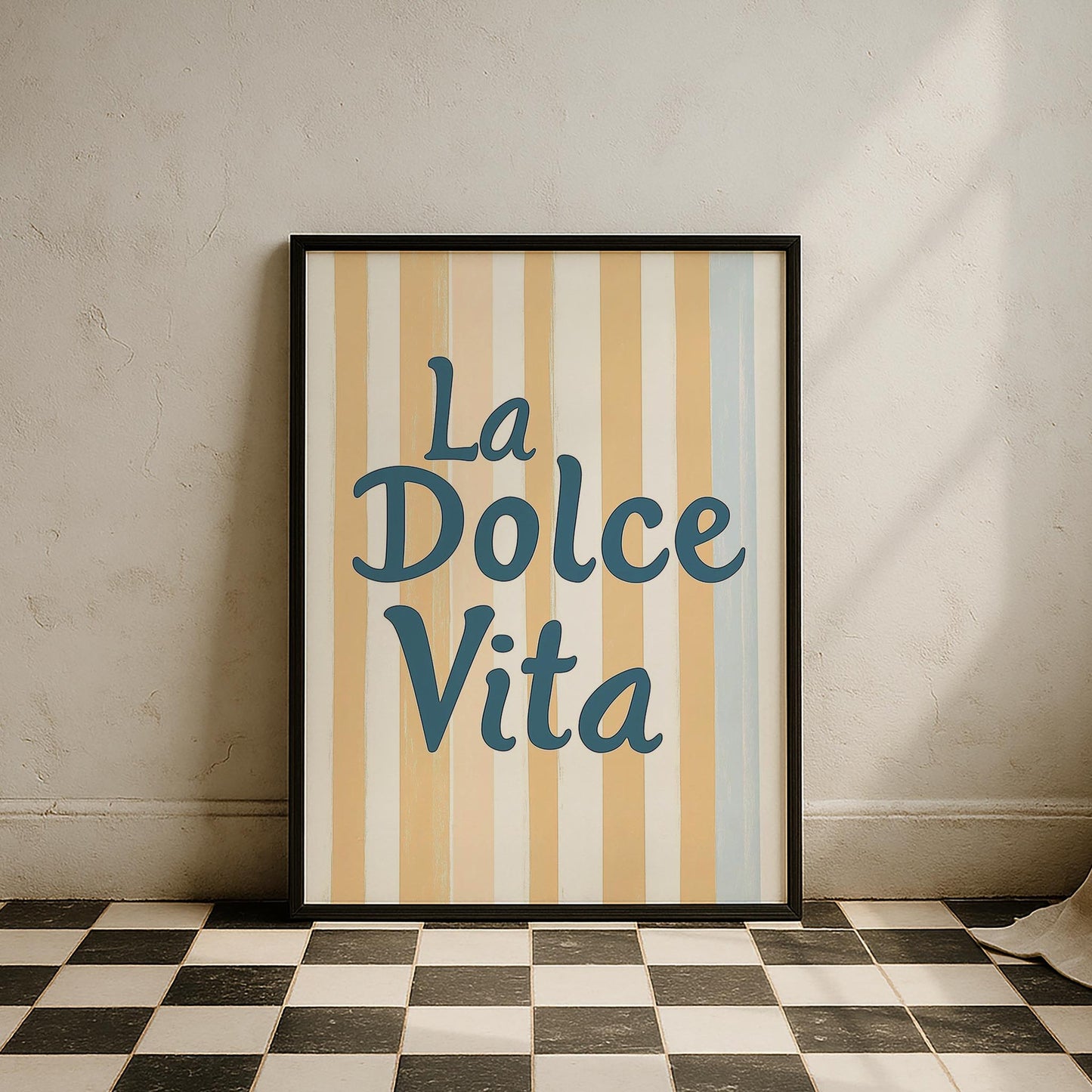 La Dolce Vita Çizgili İtalyanca Tipografi Mutfak Duvar Tablosu II