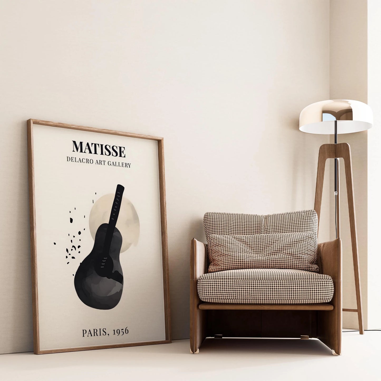 Matisse Kağıt Kesimleri Serisi Minimalist Gitar Motifi I Duvar Tablosu