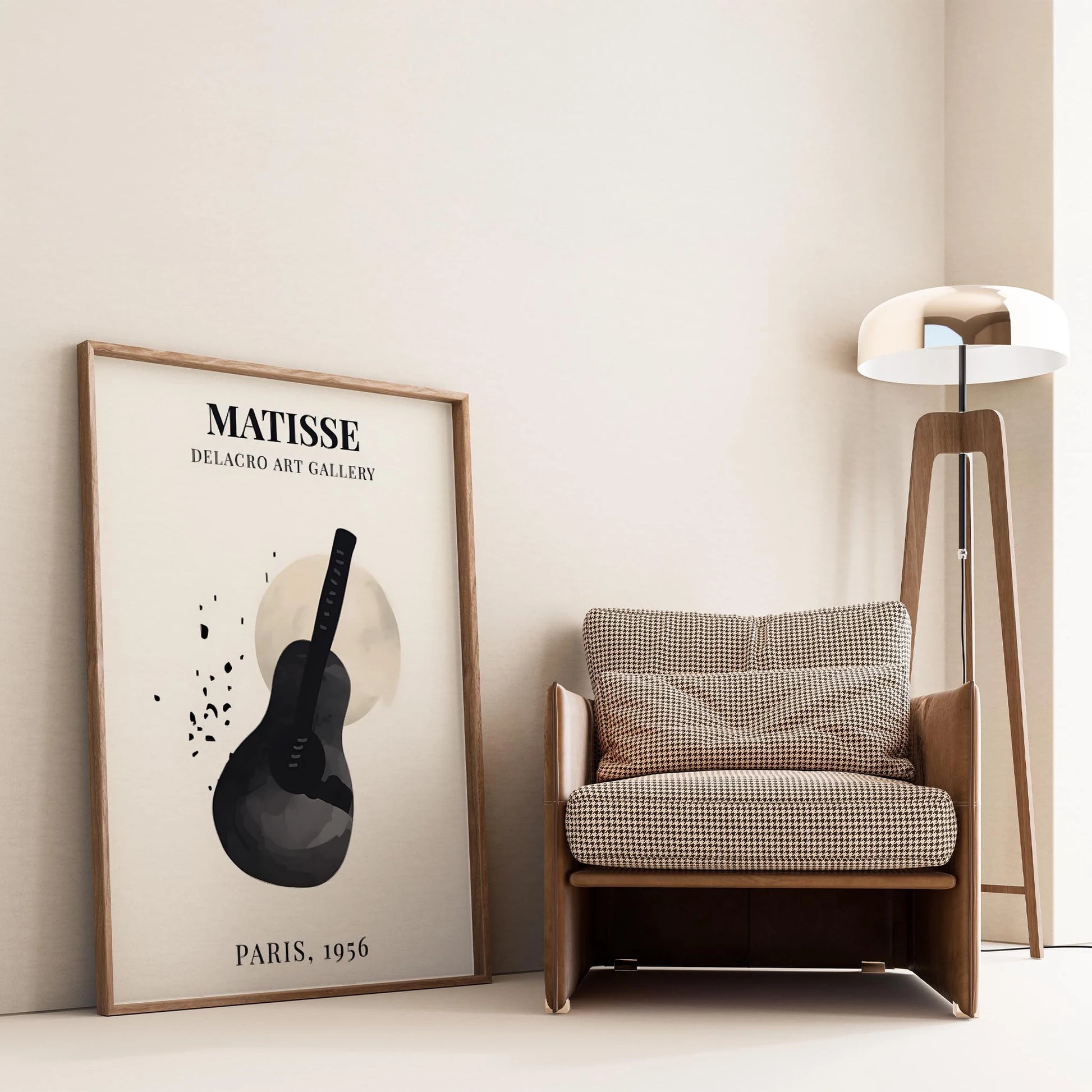 Matisse Kağıt Kesimleri Serisi Minimalist Gitar Motifi I Duvar Tablosu