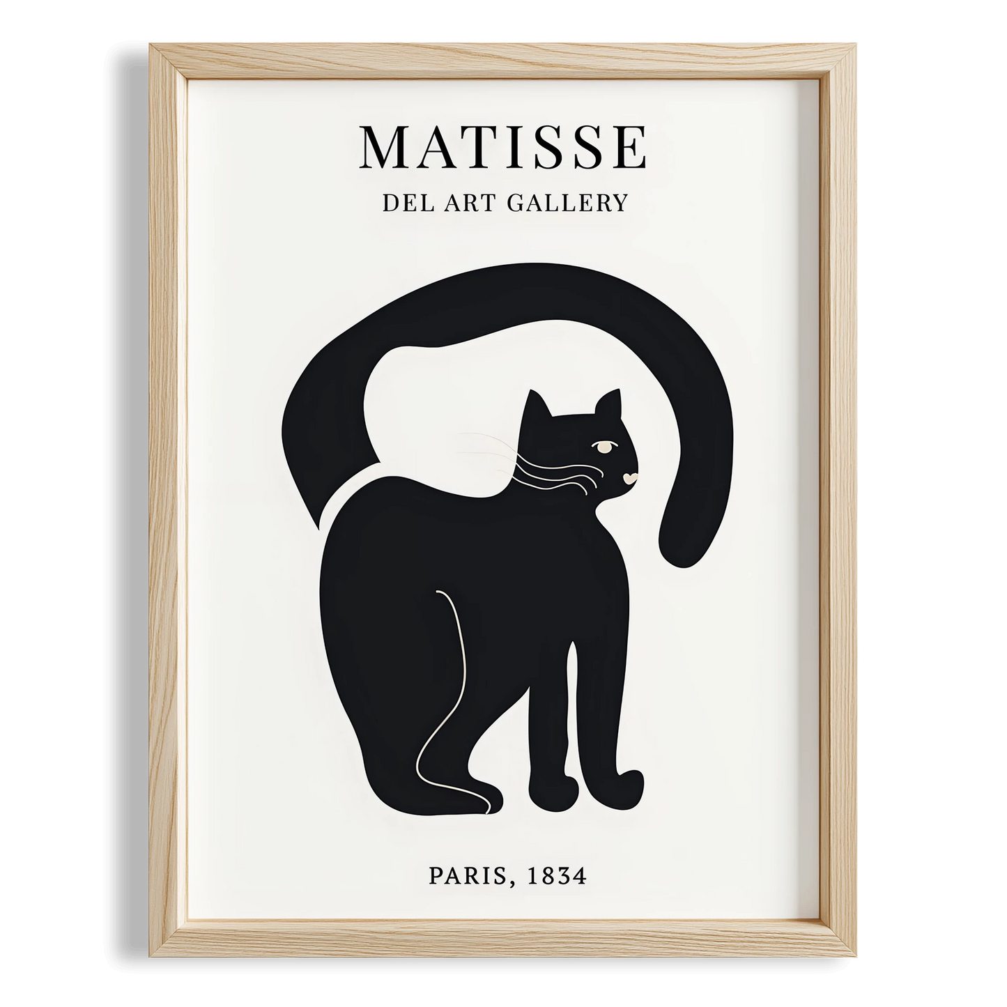 Matisse Kağıt Kesimleri Serisi Minimalist Siyah Erkek Kedi I Duvar Tablosu