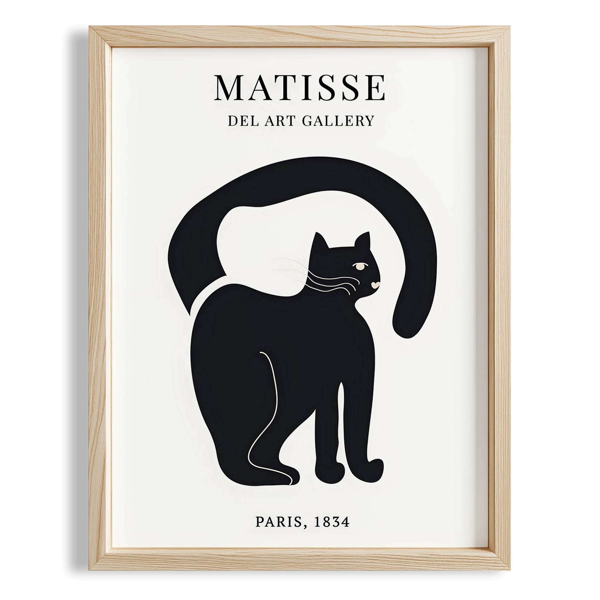 Matisse Kağıt Kesimleri Serisi Minimalist Siyah Erkek Kedi I Duvar Tablosu
