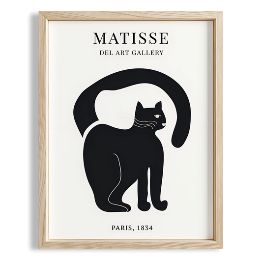 Matisse Kağıt Kesimleri Serisi Minimalist Siyah Erkek Kedi I Duvar Tablosu
