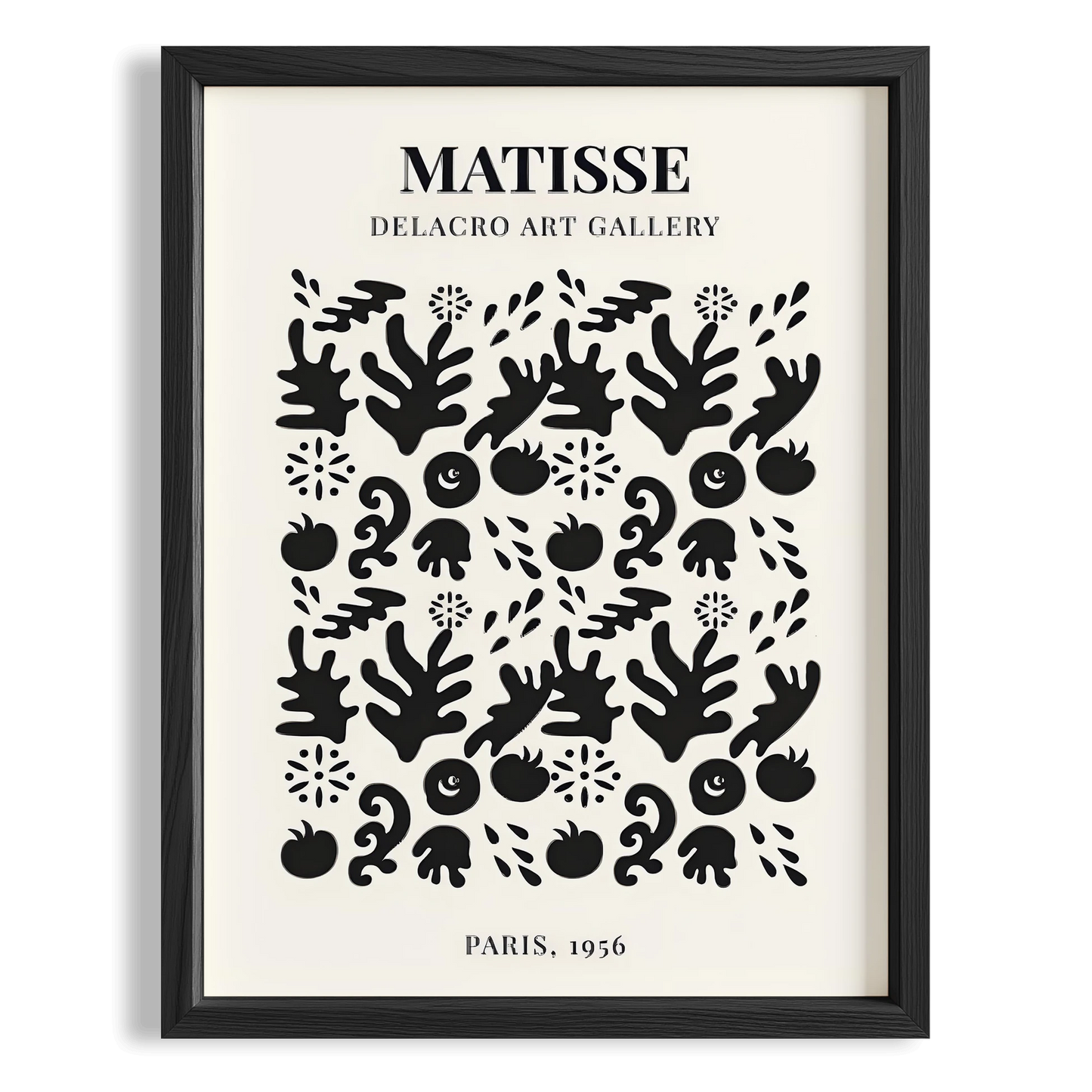 Matisse Kağıt Kesimleri Serisi Siyah Soyut Dal ve Çiçekler II Duvar Tablosu